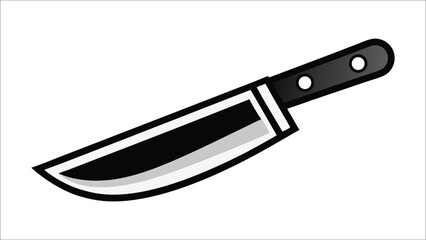 Knife isolated on white background showing sharp steel blade with handle as a kitchen and cutting tool