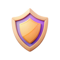 Wall Mural - 3d golden shield emblem isolated on transparent background