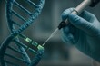 © Creative mind - Scientific research and DNA manipulation in a laboratory setting. A gloved hand carefully manipulates a strand of DNA using a pipette, symbolizing advancements in genetics and medical science