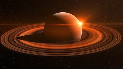 Wall Mural - Fiery ringed planet in deep space