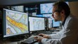 © Javid - Scientists studying earthquake maps on computer screens in a lab. AI generated image