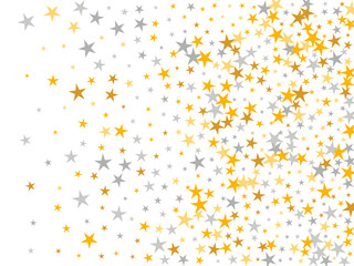 Wall Mural - Rich silver and gold stars magic scatter design. Many stardust spangles New Year decoration particles. Wedding stars magic texture. Spangle particles gift decor.