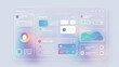 © ThahaminaMostarin - Frosted glass interface colorful data visualizations icons dashboard technology