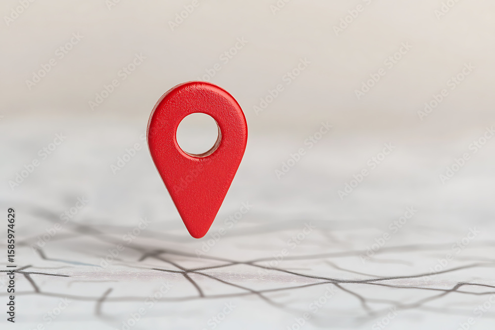 Pin Drop Destination Location marker on a map pinpointing destination. A red, drop-shaped ...