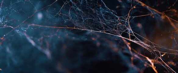 The intricate beauty of a spider web illuminated in ethereal colors