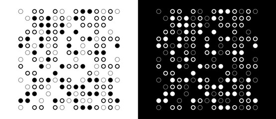 Poster - abstract background with circles. black shapes on a white background and the same white shapes on th