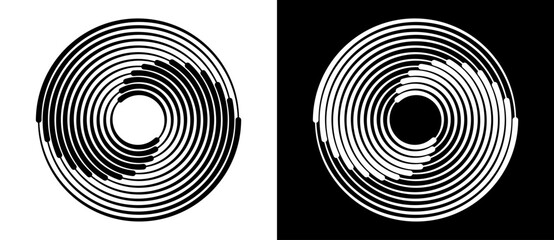 Canvas Print - abstract background with lines in circle. art design spiral as logo or icon. a black figure on a whi