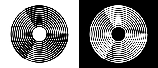 Canvas Print - abstract background with lines in circle. art design spiral as logo or icon. a black figure on a whi