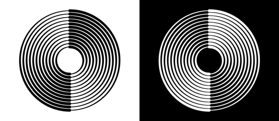 Canvas Print - abstract background with lines in circle. art design spiral as logo or icon. a black figure on a whi