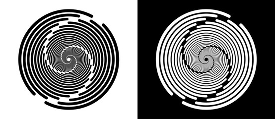 Canvas Print - abstract background with lines in circle. art design spiral as logo or icon. a black figure on a whi