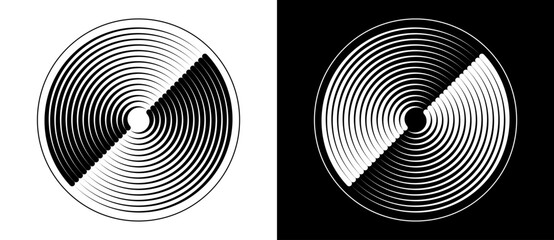 Wall Mural - abstract background with lines in circle. art design spiral as logo or icon. a black figure on a whi