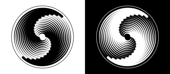 Canvas Print - abstract background with lines in circle. art design spiral as logo or icon. a black figure on a whi