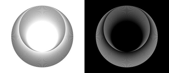 Wall Mural - lines in circle like art sun background. tattoo template or icon, logo with lines. black shape on a 