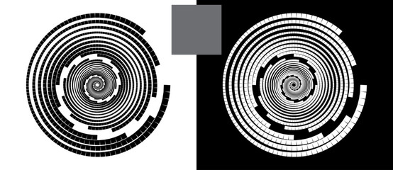 Poster - abstract background with squares in circle. art design spiral as logo or icon. a black figure on a w