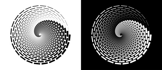 Wall Mural - abstract vector circle frame with rectangles as logo or emblem. spiral design element or icon. black