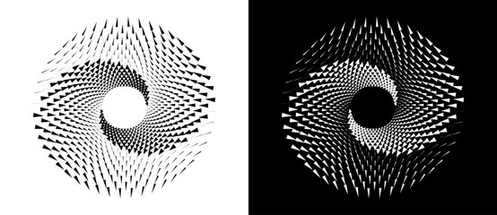 Poster - abstract background with triangles in circle. art design spiral as logo or icon. a black figure on a