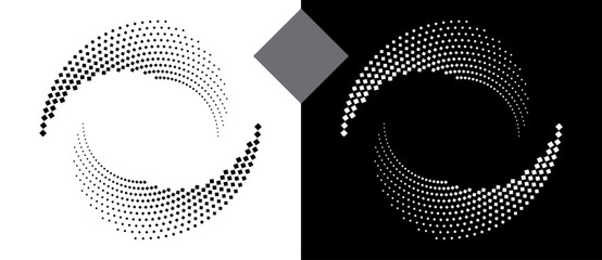 Poster - abstract background with squares in circle. art design spiral as logo or icon. a black figure on a w