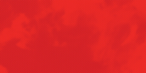 Abstract dots halftone red color pattern gradient texture with technology digital background. Pop art comics style.