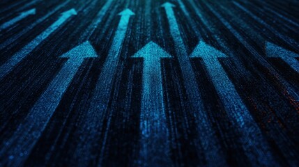 Wall Mural - future store design concept, abstract arrows in blue tones create a sense of direction and movement 