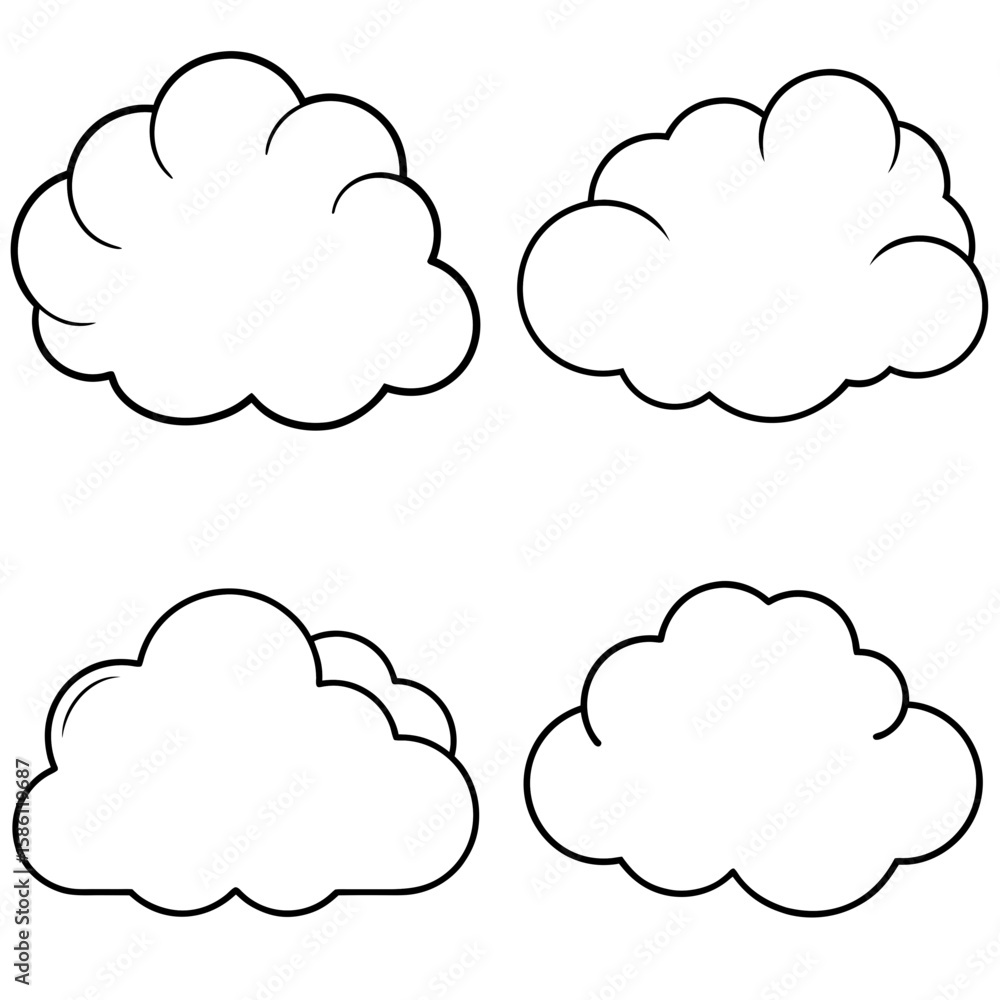 Cloud Outline Vector - Black and White Coloring Page Icon Stock Vector ...
