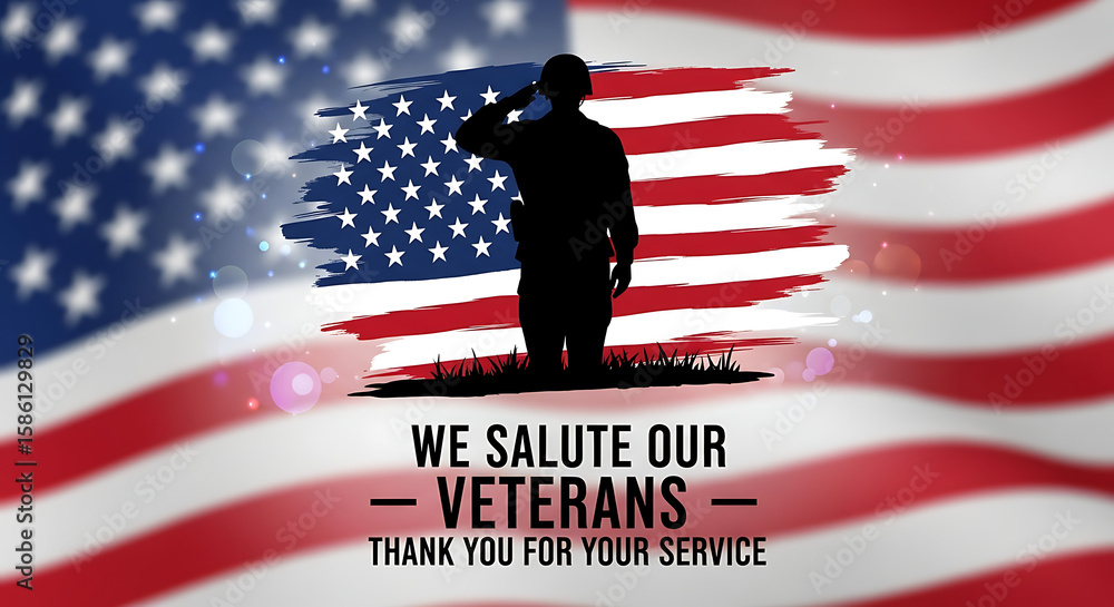 Patriotic Soldier Saluting American Flag Stock Photo | Adobe Stock