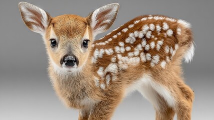 Canvas Print -   A close-up of a baby deer with a white spot on its face and a black spot on its head