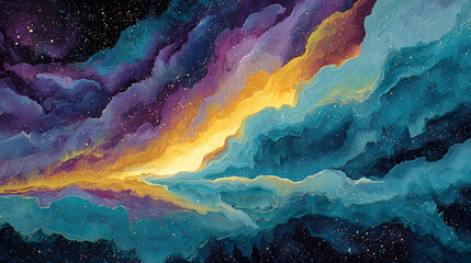 Wall Mural - Abstract swirling nebula cosmic art vibrant colors
