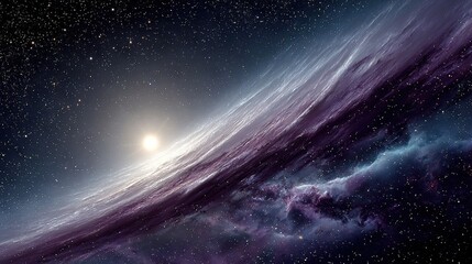 Wall Mural -   An artist's depiction of a faraway star with a nearby object in the foreground