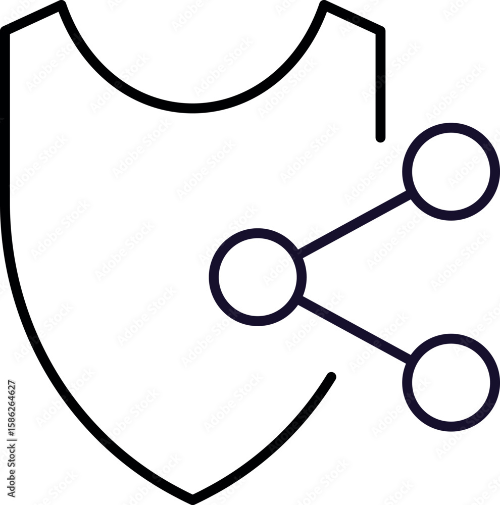 Shield with Share Link Minimalistic Line Icon for Web and Graphic ...