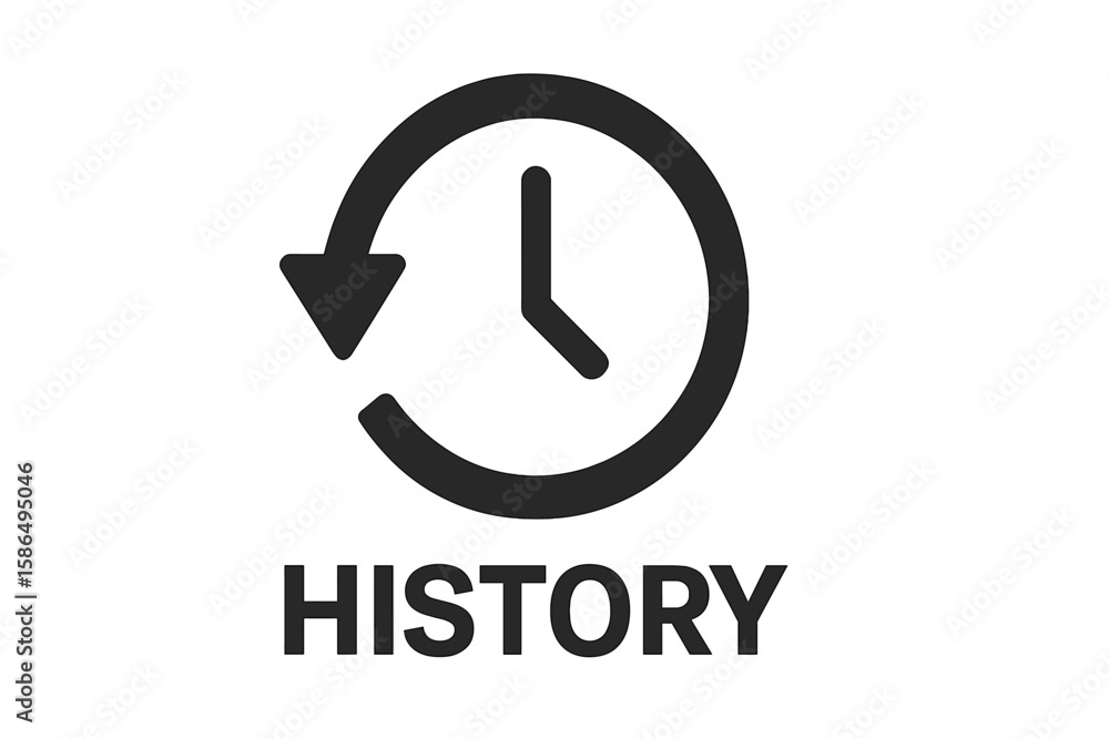 History Time. Sign History icon vector. Clock with arrow symbol. Rewind or go back in time ...