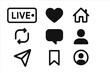© IsarStudio - Instagram Social Media Icons Set. Live Streaming, Like, Love, Heart, Home, Repost, Comment, Follow, Share, Save, User Profile, Direct Message, Navigation, Modern Interface Symbols, Vector Collection