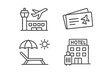 © Bruno - Line Style Travel and Tourism Icon Set — Airport Terminal, Plane Tickets, Hotel Accommodation, Beach Relaxation, Summer Vacation, Holiday Symbols for Web and Mobile Apps