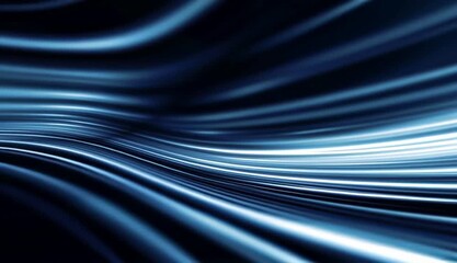 Wall Mural - Dark blue background with light lines, dark blue abstract light lines, blurred background, blurred lights, abstract light waves, blurred light streaks, blue and white light stripes Generative AI