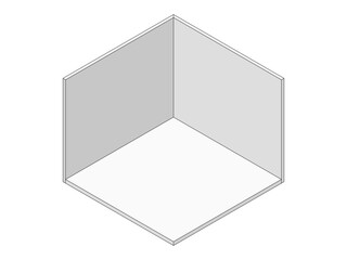 Wall Mural - empty isometric room corner with two walls and floor. abstract 3d geometric space. minimalist interi