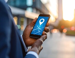 businessman using a smartphone map