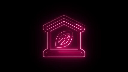 Eco Home Animation with Glowing Lines on Black Background