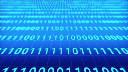 animation of blue binary code display on computer screen. ip address code animation. 4k video