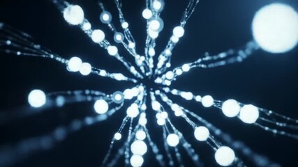 Wall Mural - Abstract Blue and White Glowing Particle Network on Dark Background Illustration