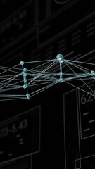 Canvas Print - animation of statistics and digital data processing over dna strand on black background