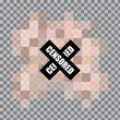 © Полякевич Олена - CENSORED pixel mosaic. Blurred content overlay. Black cross warning. Vector privacy filter.