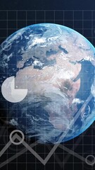 Wall Mural - earth with data charts and graphs animation over space background