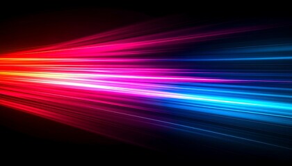Wall Mural - futuristic neon light trails with dynamic motion blur. abstract background of glowing pink, red, and