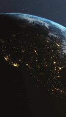Wall Mural - earth from space with network connections and data processing animation overlay