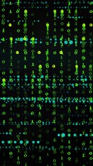 Wall Mural - animation of green digital code raining down on black background resembling matrix