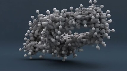 Abstract 3D Render Of A Gray Ring-Shaped Structure With White Spheres On Dark Background