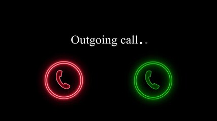 outgoing Incoming Call Screen Animation with Accept and Decline Option .Mobile phone screen with incoming call animation , black background .