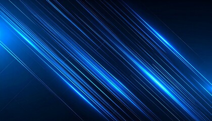 Wall Mural - futuristic abstract background with glowing blue diagonal light streaks creating a sense of speed an