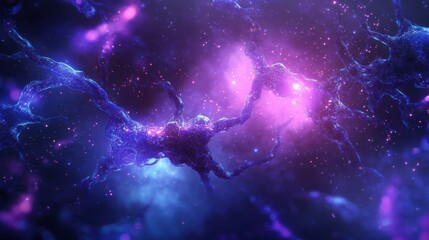 Wall Mural - futuristic abstract background with glowing neural elements