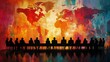© aun - Business Meeting Silhouette with Colorful World Map Background