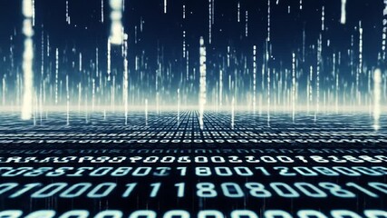 Digital Rain of Binary Code Data Stream